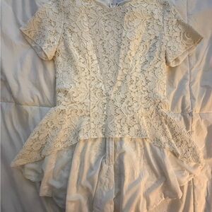 Sachin + Babi White Lace Peplum Blouse
